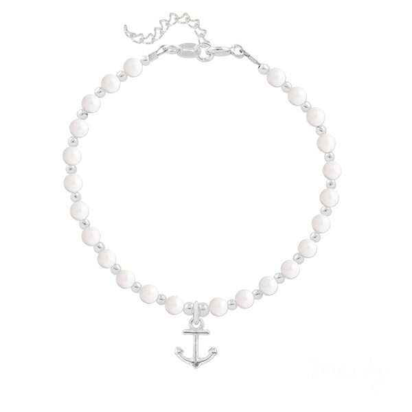 Silver Anchor Pearl Bracelet