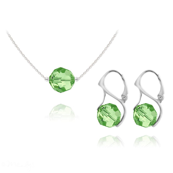 Rhodium Plated Sterling Silver Jewelry Set made with Crystals.