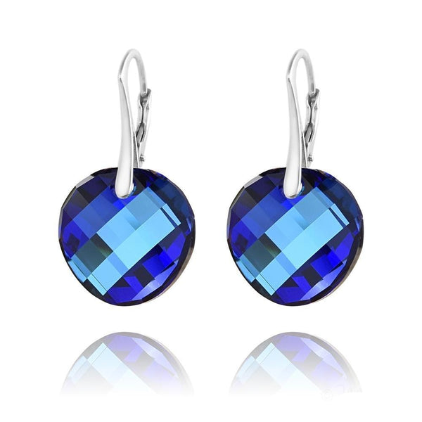 Silver Round Blue earrings