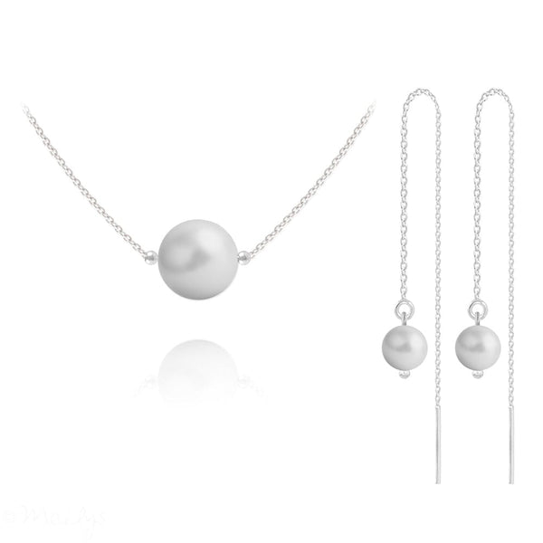 Grey Pearl and Silver Jewellery Set