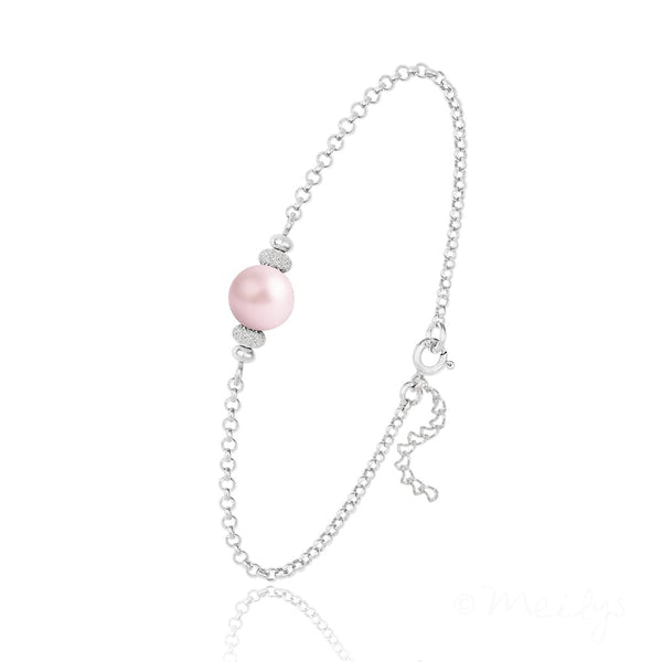 Silver Pearl Rose Bracelet