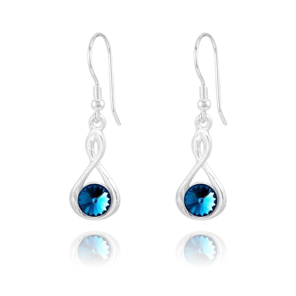 Silver Bermuda Blue Earrings with Swarovski Crystal