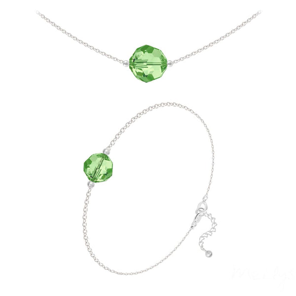Peridot Green Beads Silver Jewellery Set