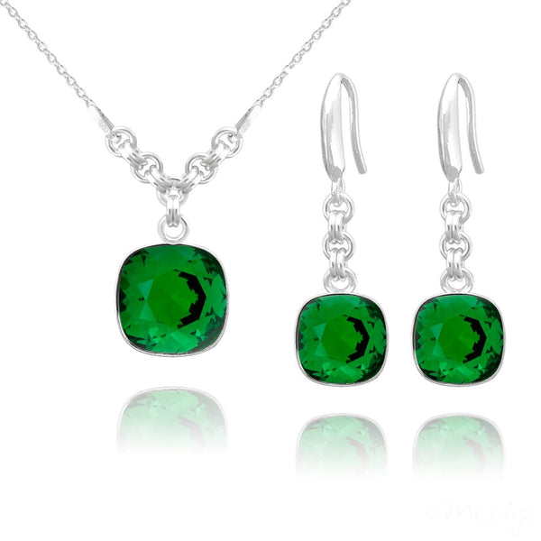 Luxury Green Earrings & Necklace Jewellery Set