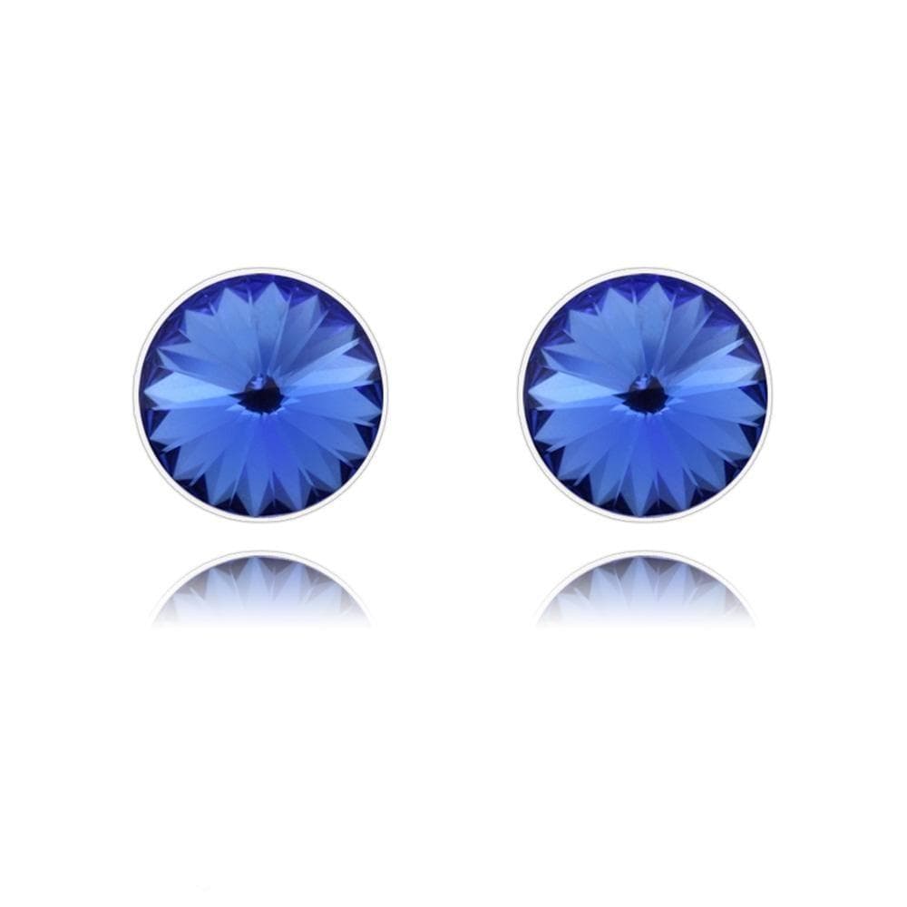 Silver Sapphire Stud Earrings with Swarovski Crystal