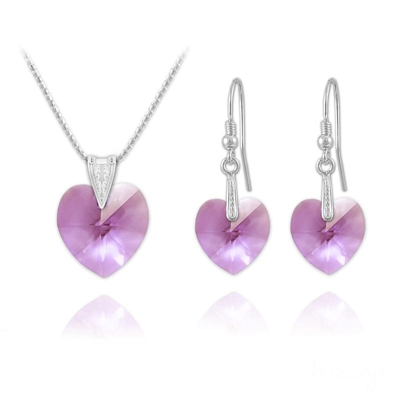 Silver Heart Violet  Fine Jewellery Set