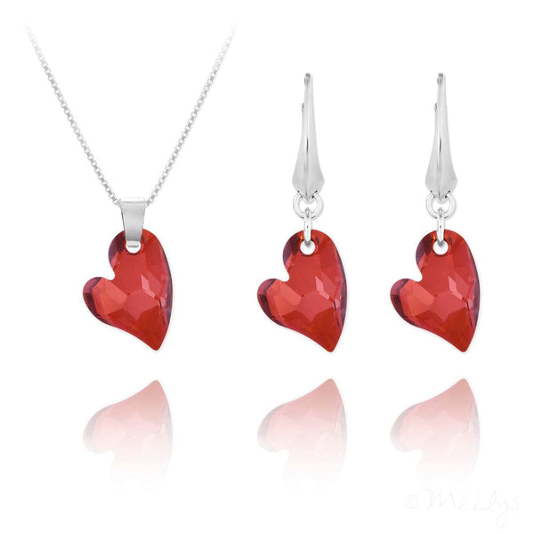 Silver Red Heart Luxury Jewellery Set