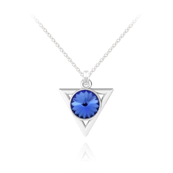 Silver Blue Geniune Sapphire Pendant Necklace