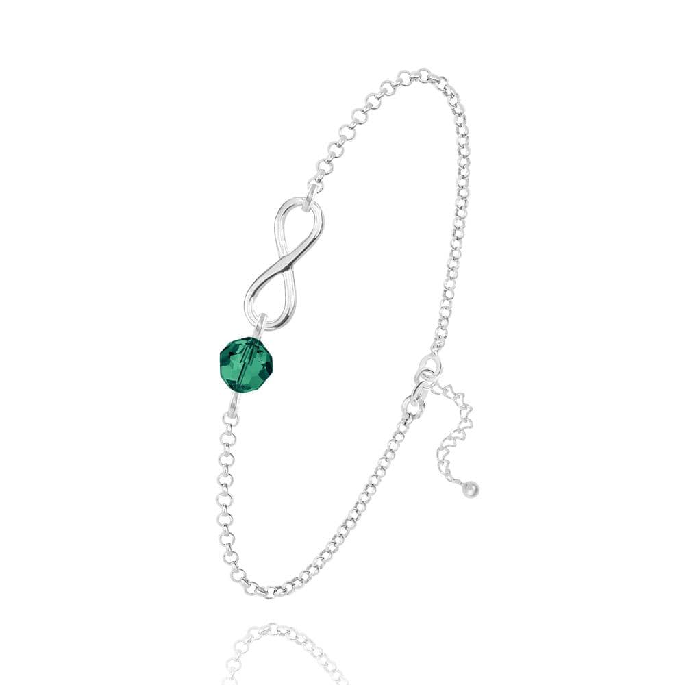 Silver Infinity  Emerald Bracelet