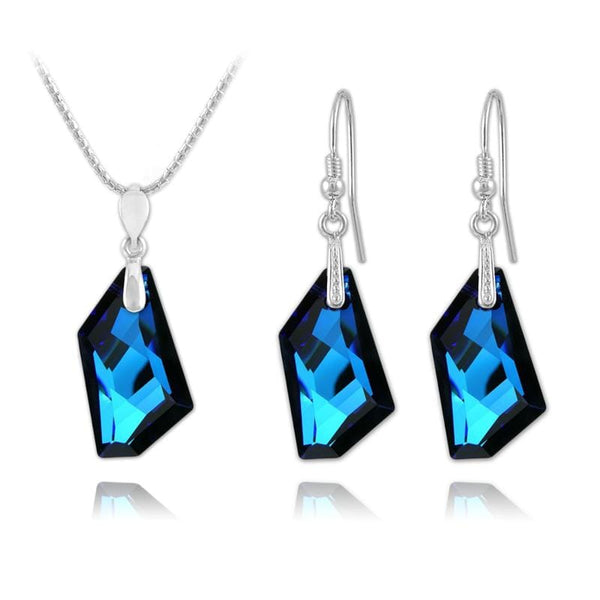 Bermuda Blue Luxury Silver Jewelry Set  