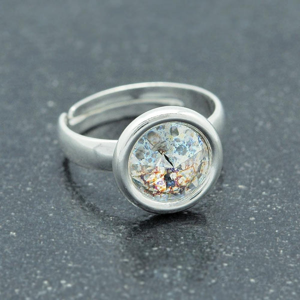 Rhodium Silver White Patina Ring