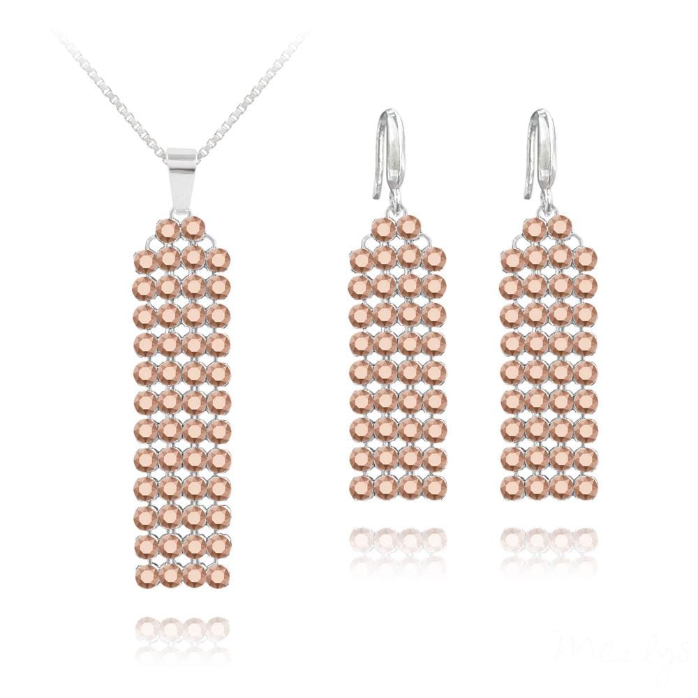 Silver Jewelry Set with  Rose Gold Swarovski Crystals
