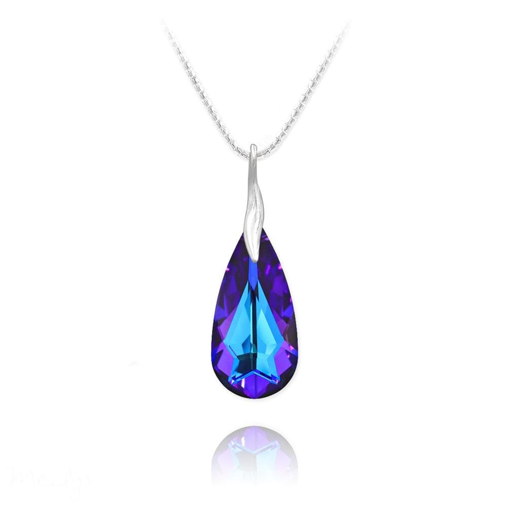 Multifaceted Purple Crystal Teardrop Necklace