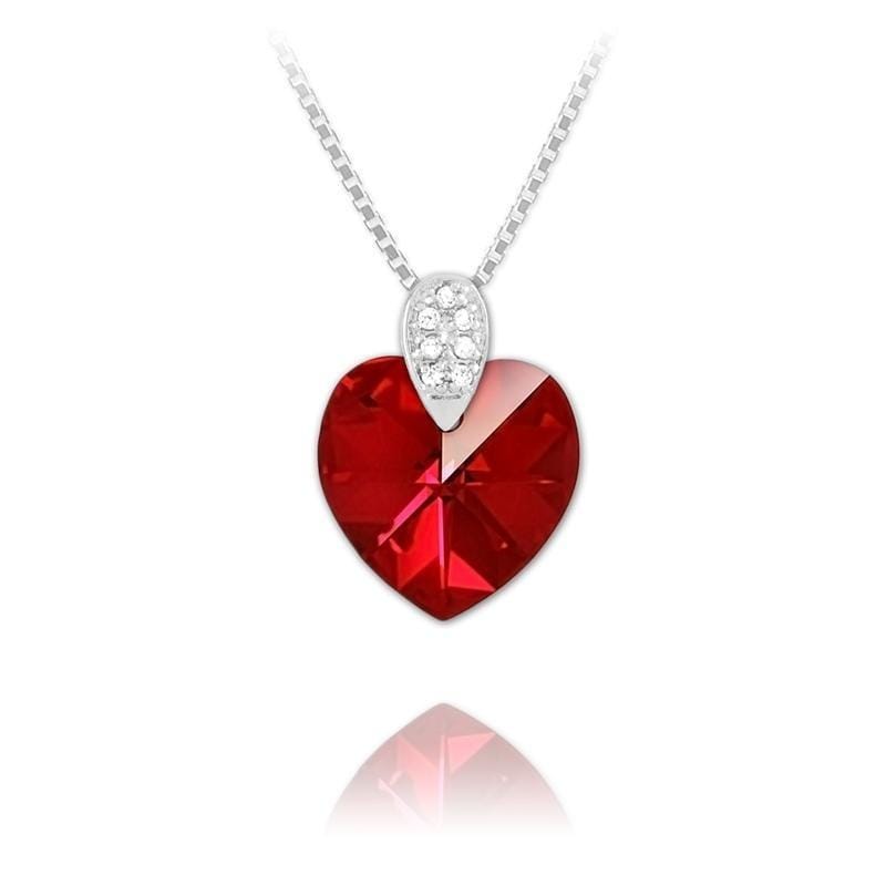 Silver Siam AB Swarovski Crystal Heart Necklace