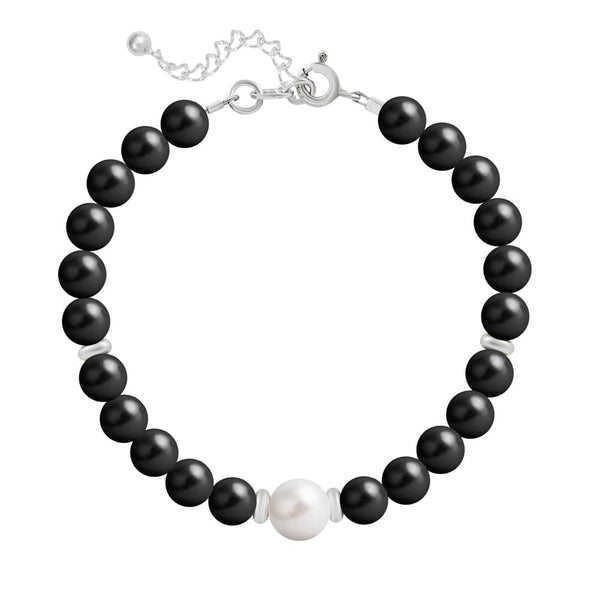 Silver Black Pearls Fine Bracelet