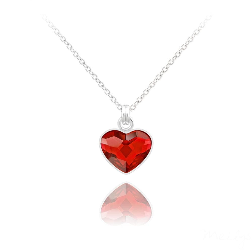  Silver Light Siam Heart Necklace