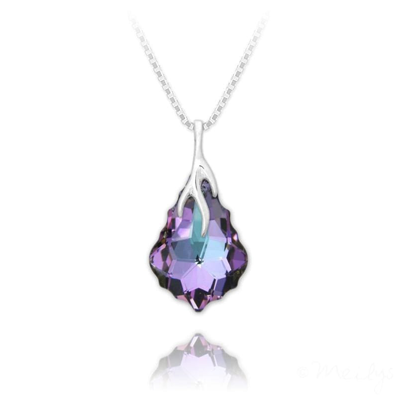 Silver  Vitrail Light Baroque Crystal Drop Necklace