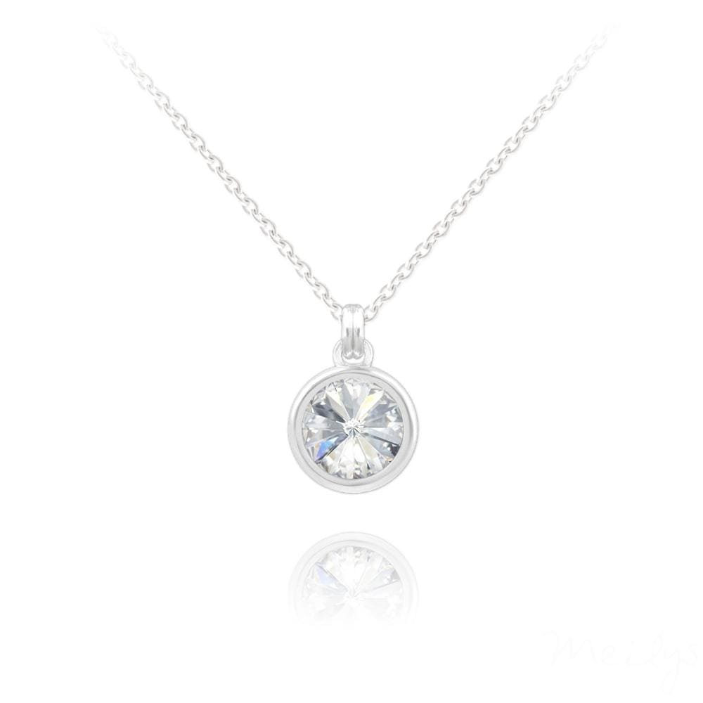 Silver and Swarovski Crystal Drop Necklace