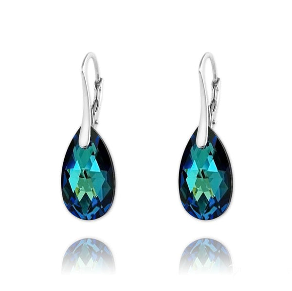 Silver Bermuda Blue Crystal Earrings