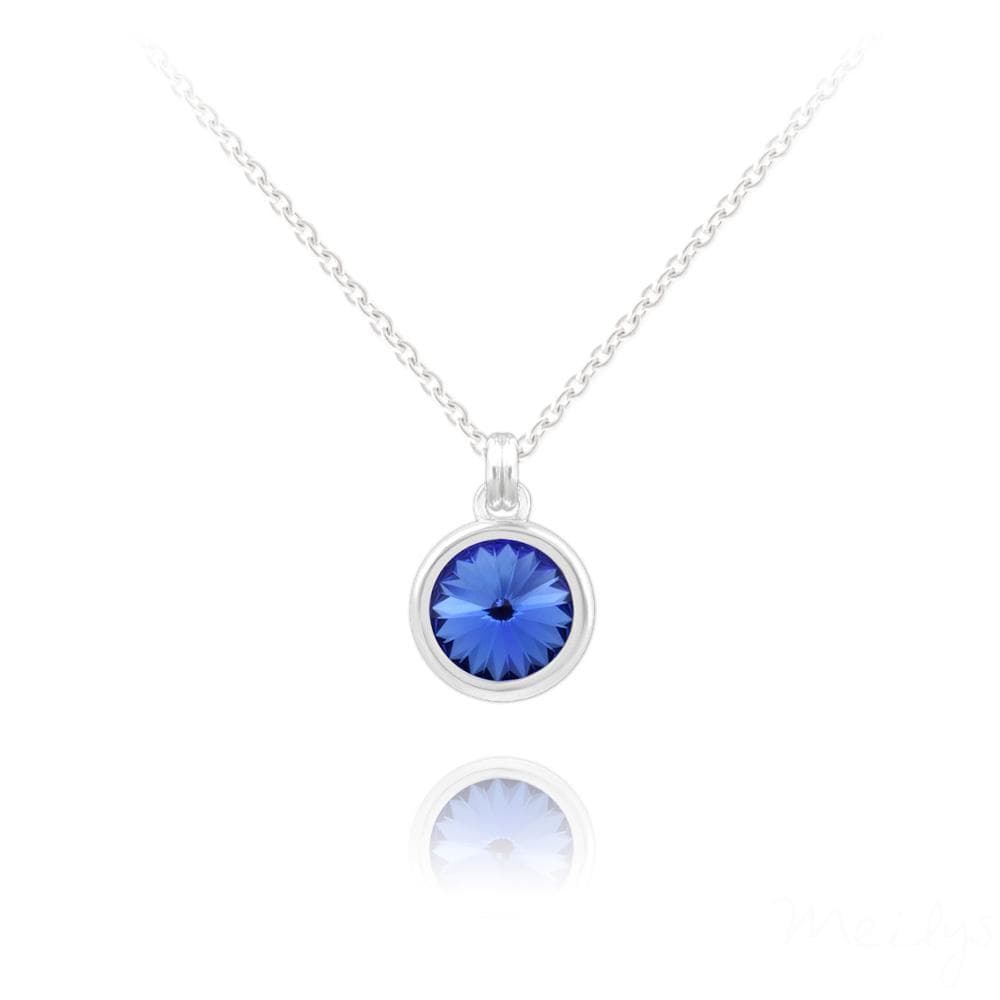 Silver Sapphire Blue Necklace with Swarovski Crystal