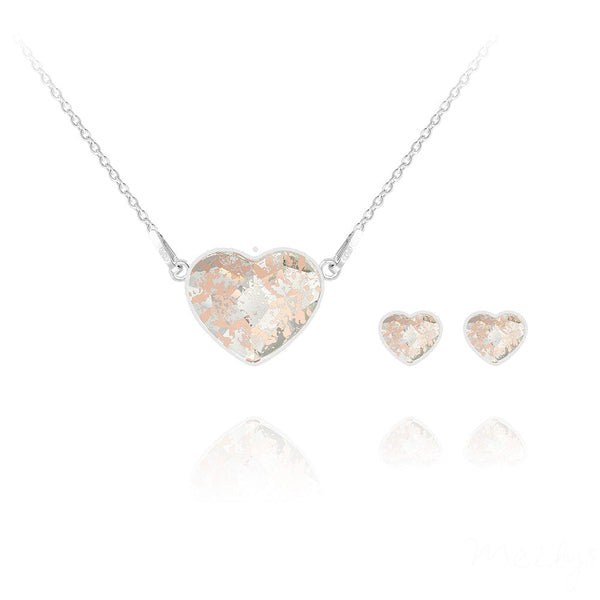 Silver Rose Heart Fine Jewellery Set