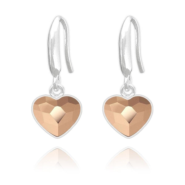 Silver  Heart Earrings with Swarovski Crystal Rose Gold