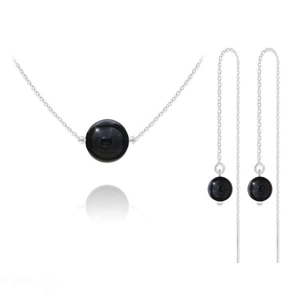 Silver Gemstones Onyx Jewelry Set