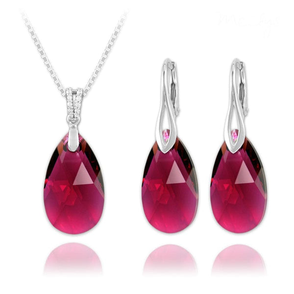 Ruby Silver Jewellery Set