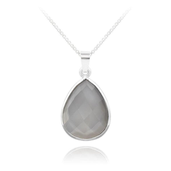 Silver Grey Agate Gemstone Necklace
