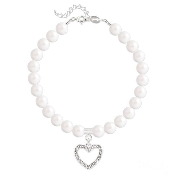 Silver Pearl Heart Bracelet