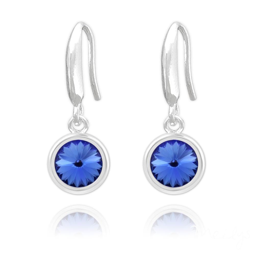 Silver Sapphire Earrings  with Swarovski Crystal