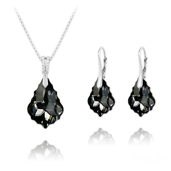Silver Night Earrings & Necklace Luxury Jewellery Set