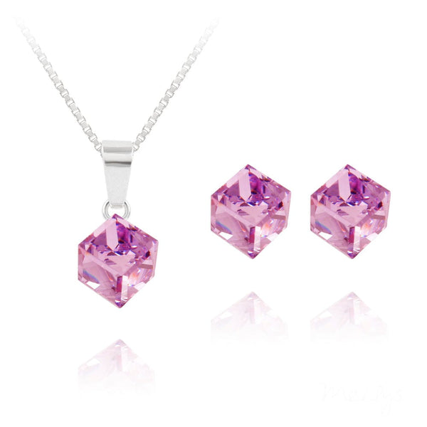 Violet Cube Fine Silver Jewelry Set