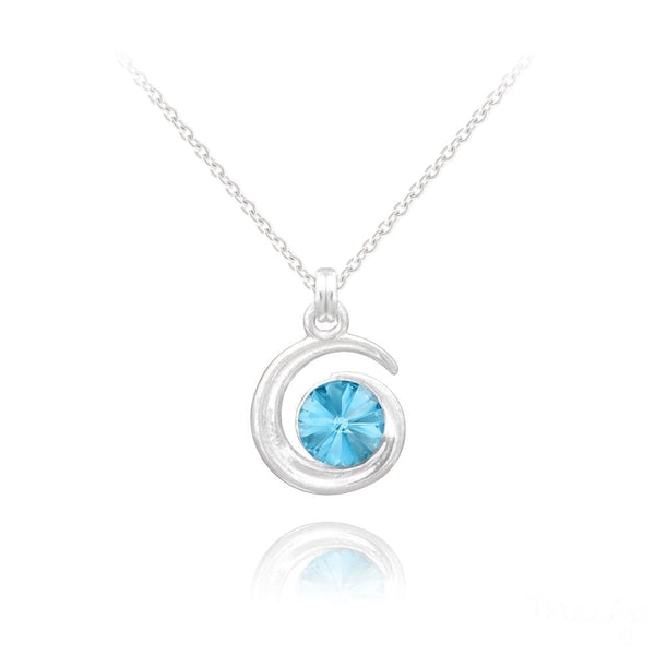 Silver Moon Necklace with Swarovski Crystal