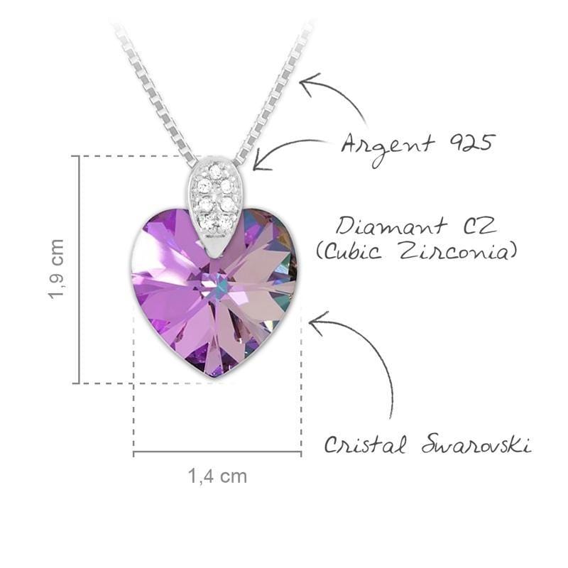 Silver Vitrail Light Swarovski Crystal Heart Necklace