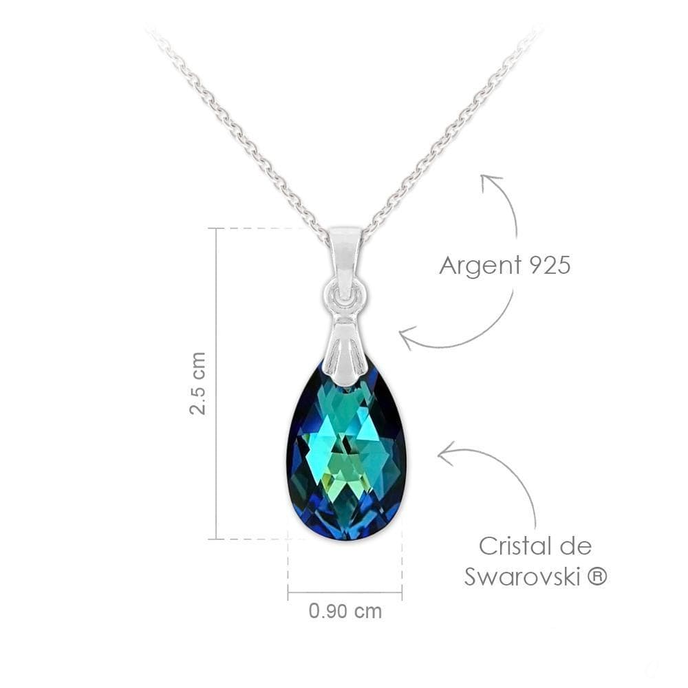 Silver Bermuda Blue Necklace with Swarovski Crystal