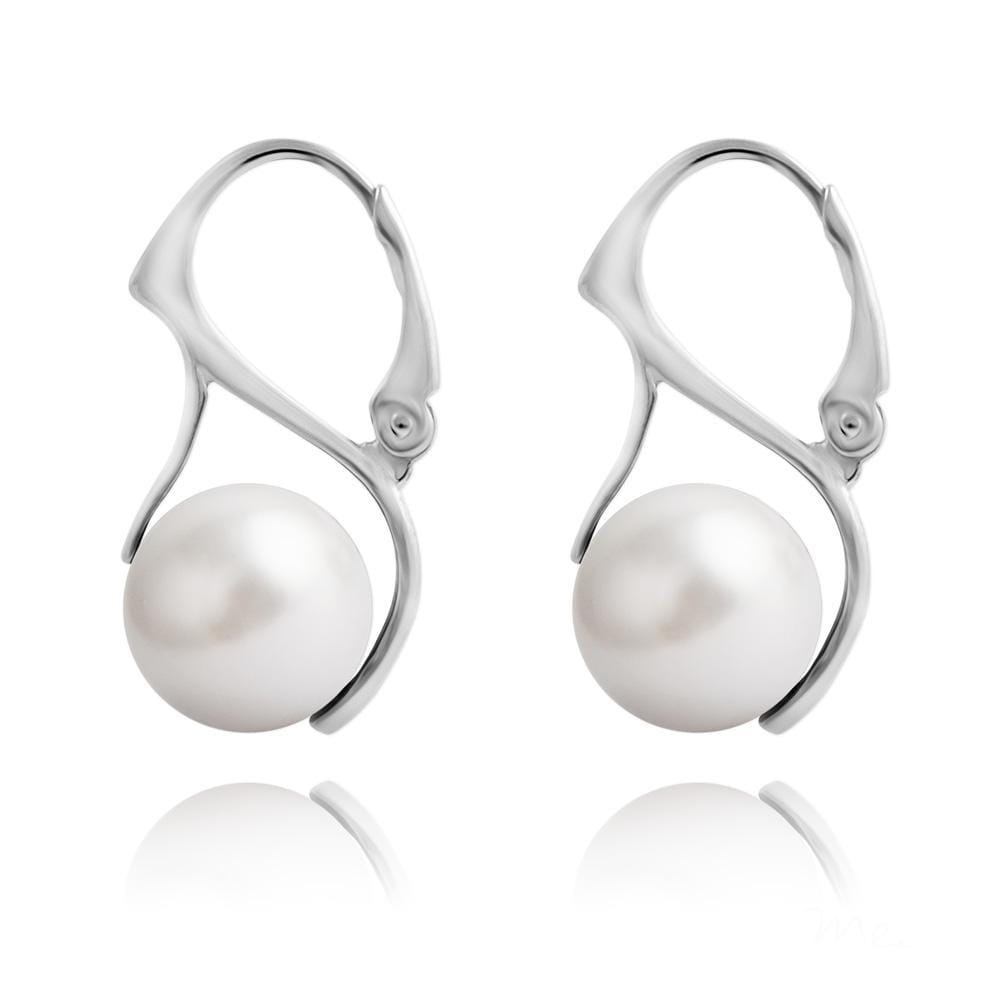 Nacreous Swarovski Crystal Pearl 10mm Earrings - White