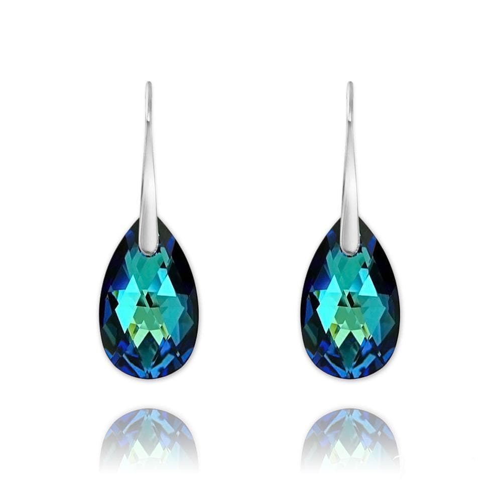 Silver Crystal Bermuda Blue Earrings