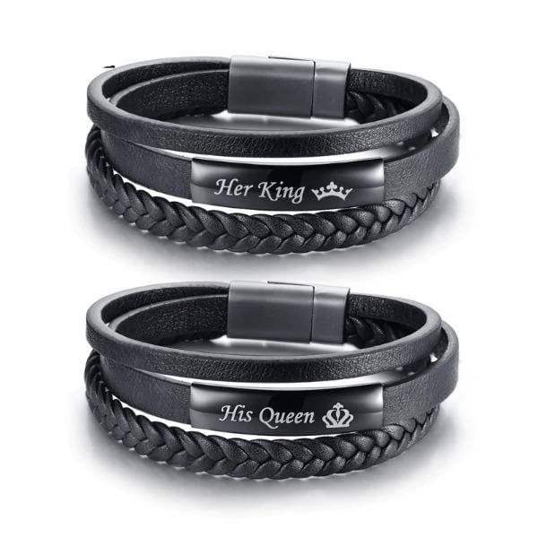 Genuine Leather  Queen and King Couple Bracelets
