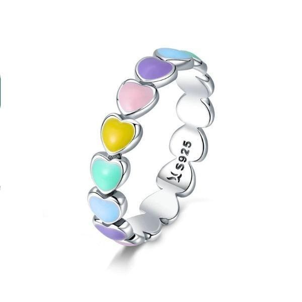 Silver Pastel Heart Ring