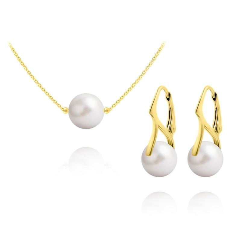 24K Gold and White Pearl Jewelry Set 