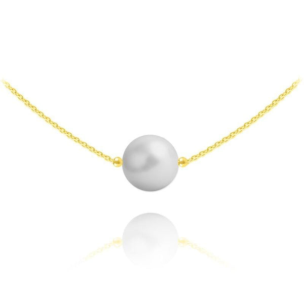 24K Gold Grey Pearl Choker Necklace