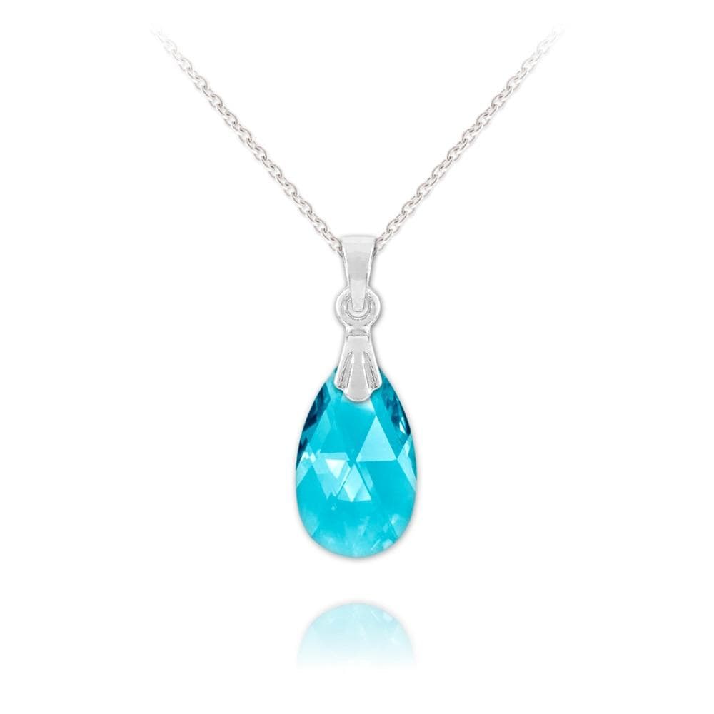  Silver Aquamarine Pear Necklace 