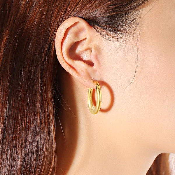 Stainless Steel Simple Hoop Earrings For Ladies