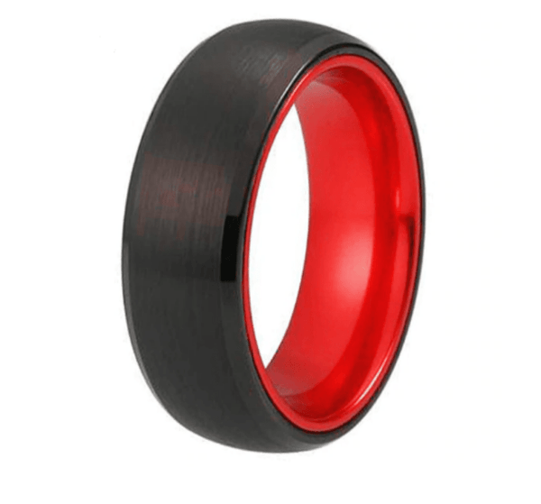 Tungsten  Black Red wedding Ring
