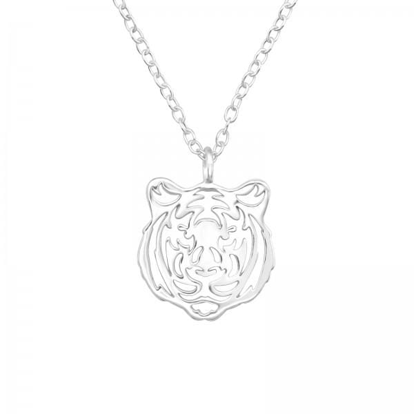 Silver Tiger Pendant Necklace