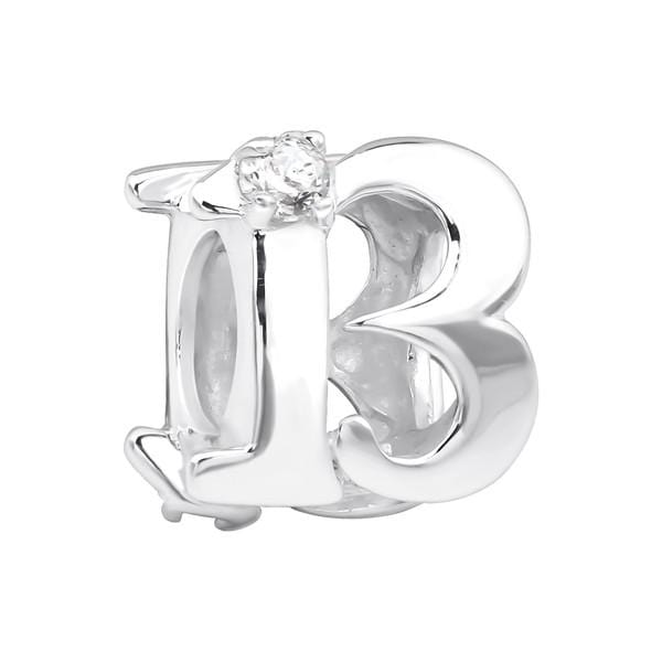 Silver "13" CZ Crystal Charm Bead