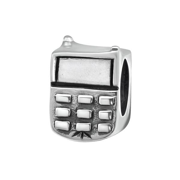 Silver Mobile Phone Charm Bead