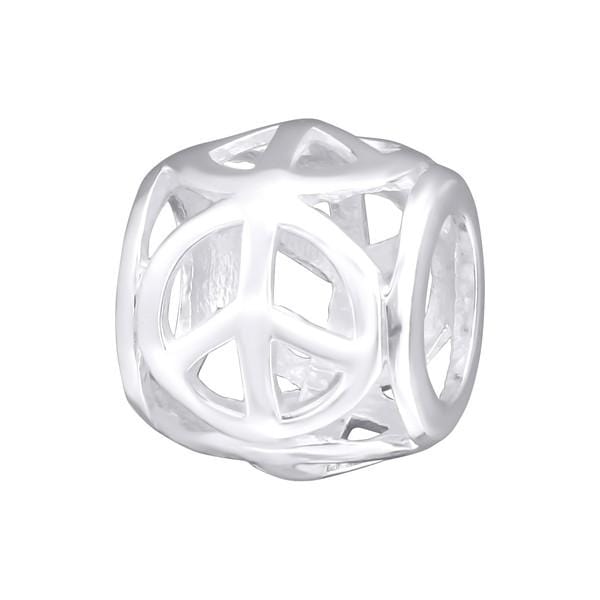Silver Peace Sign Charm Bead