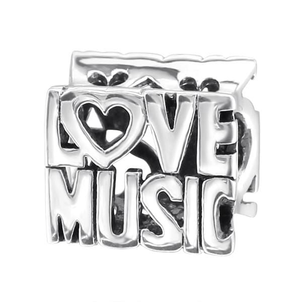Silver "Love Music" Charm Bead